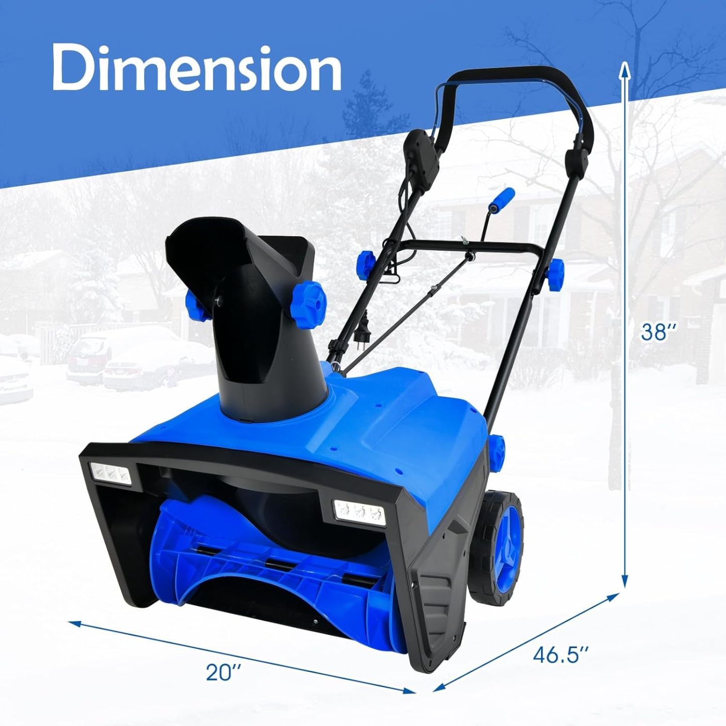 20” Corded Walk-Behind Snow Blower with 15 AMP Motor, 30 FT Throwing Distance, Directional Chute & Dual LED Lights, Electric Snow Thrower Shovel