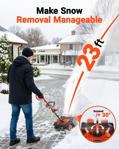 Cordless Snow Shovel with Wheels, 48V | 16-Inch | 4-Ah Brushless Cordless Snow Blower, Battery Snow Blower with Directional Plate & LED Lights (2 * 24V Battery & Dual Quick Charger Included)
