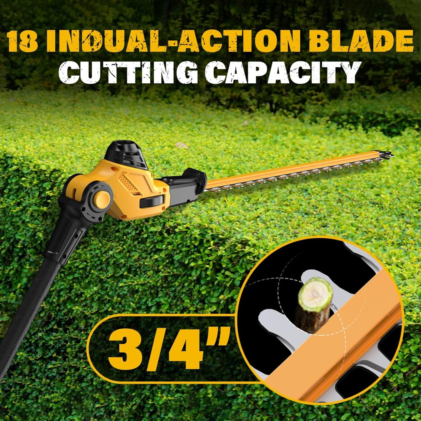 Pole Saw 8-Inch Cordless Tree Trimmer and 18-Inch Pole Hedge Trimmer 2-In-1,15-Feet Max Reach, Auto Oiling, Telescoping Pole Chainsaw with 2.0Ah Battery & Charger