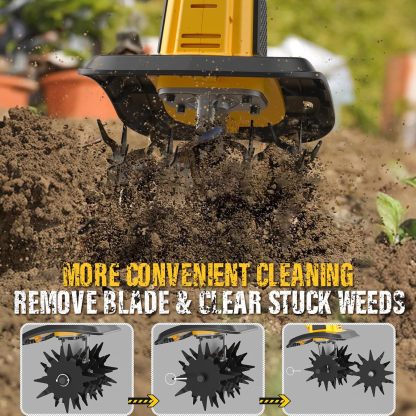 20V Cordless Electric Garden Tiller Cultivator, 9-Inch Tilling Width, 6.6-Inch Depth Rototiller for Soil Cultivation, Lawn, Gardening, Lightweight Tiller Includes 4.0Ah Battery and Charger