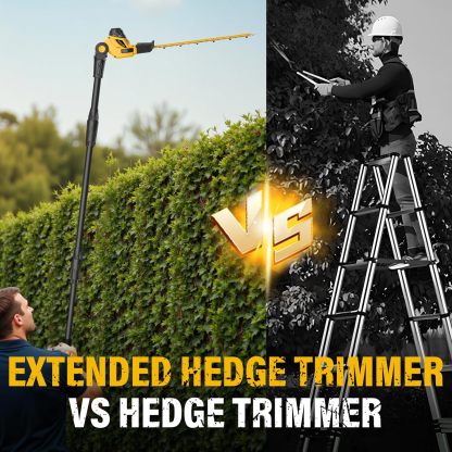 Pole Hedge Trimmer Cordless, 9-Feet Reach Power Hedge Trimmer with Extension Pole, MAX 20-inch, Multi-Angle, 2.0Ah Battery and Fast Charger Included (One Battery Pack)