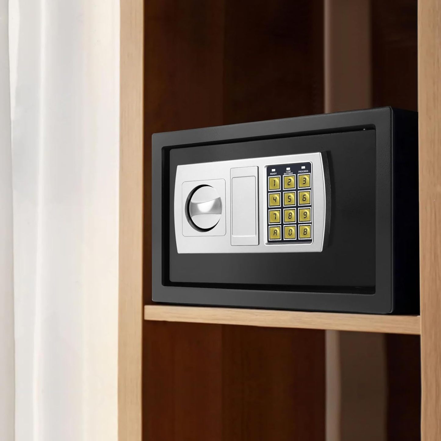 Electronic Digital Safe Box Volume for Home Hotel Security with 2 Locking Bolts/Black/Black 8.5L