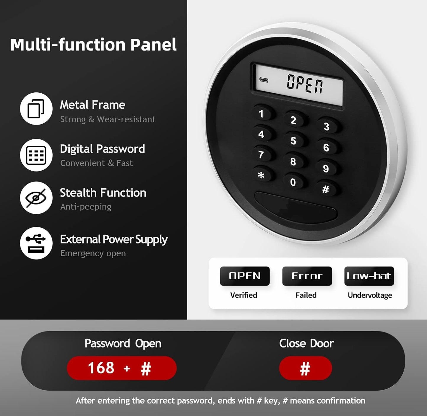 1.28 Cubic Feet Digital Safe Box with Full Felt Lining, High Capacity Safety Steel Household Wardrobe