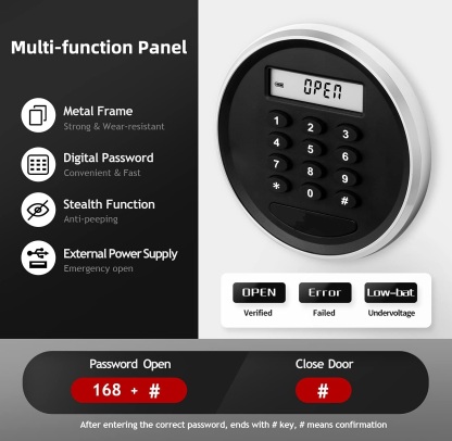 1.28 Cubic Feet Digital Safe Box with Full Felt Lining, High Capacity Safety Steel Household Wardrobe
