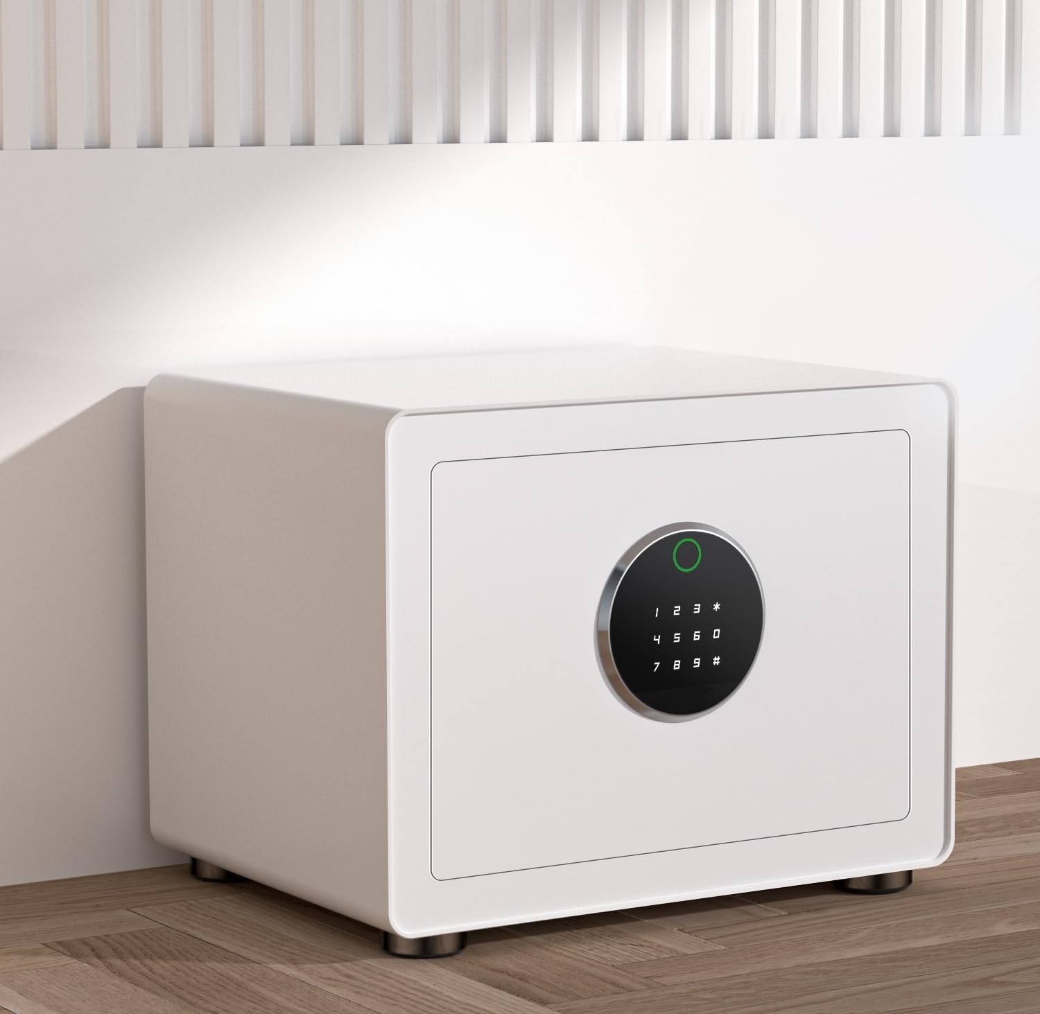 Modern Minimalism Design Biometric Fingerprint Touch Screen Safe, 1.28 Cubic Feet Auto-Open Safe Box with Digital Virtual Password