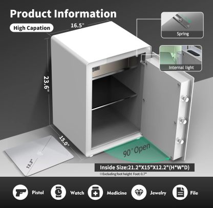 3.38 Cubic Feet Auto-Open Safe Box with Digital Virtual Password, Safety Steel Home Safes for Wardrobe