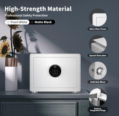 Modern Minimalism Design Biometric Fingerprint Touch Screen Safe, 1.28 Cubic Feet Auto-Open Safe Box with Digital Virtual Password