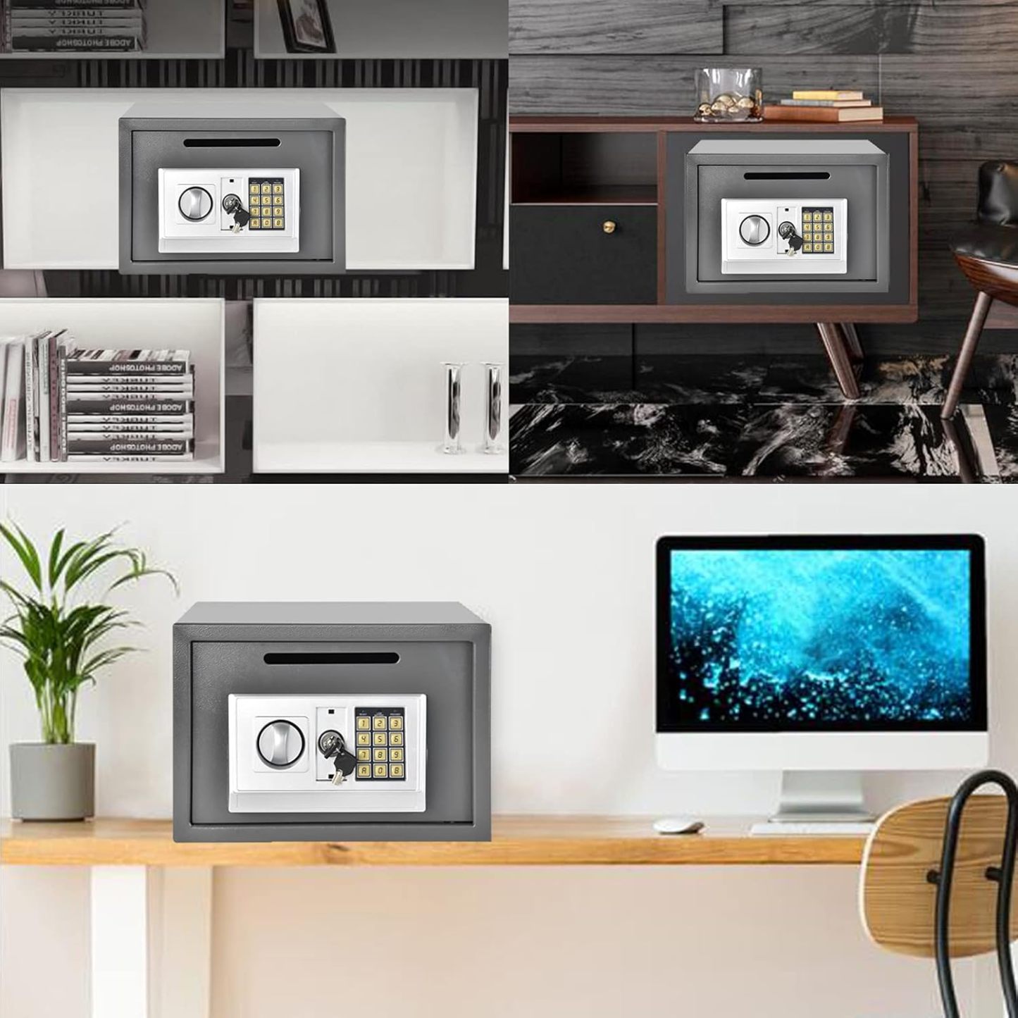 Safe Box Digital Keypad Lock Steel Security Box Money Box for Home, Hotel Safe Box 16L