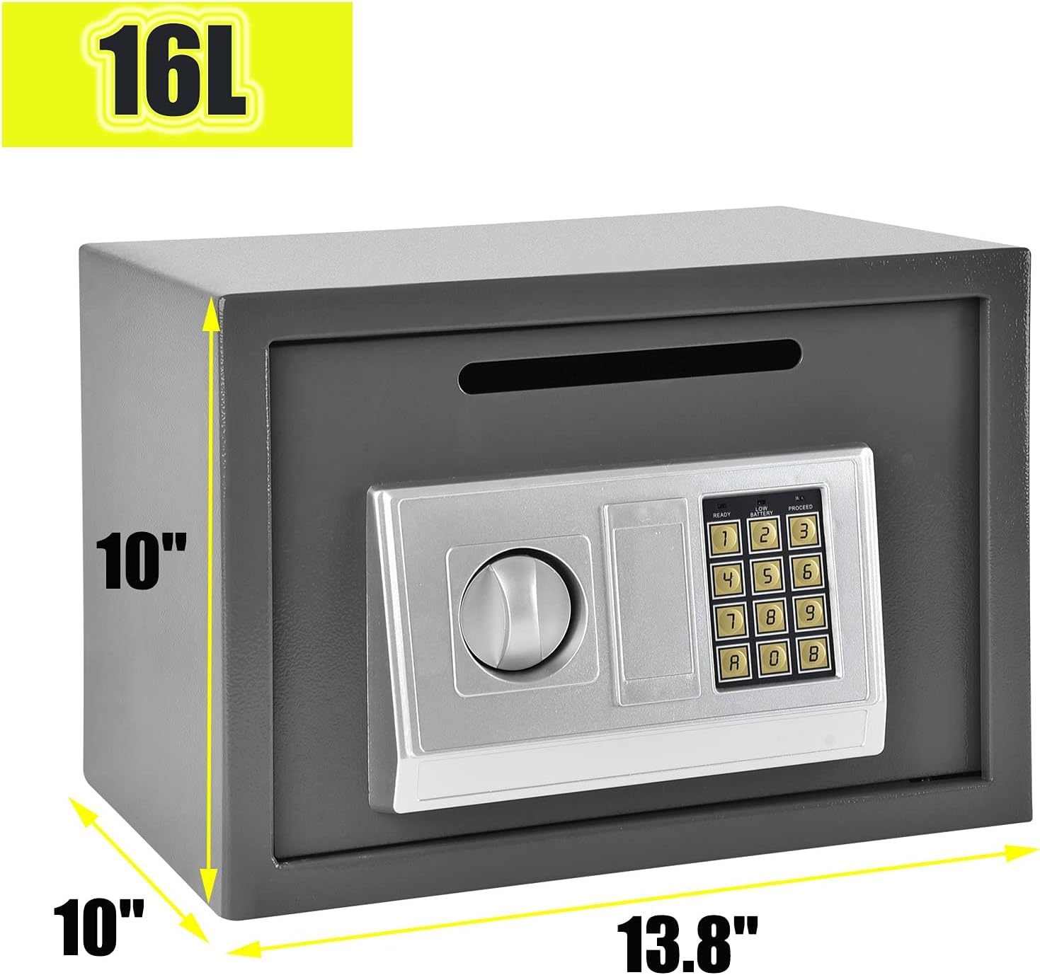 Safe Box Digital Keypad Lock Steel Security Box Money Box for Home, Hotel Safe Box 16L