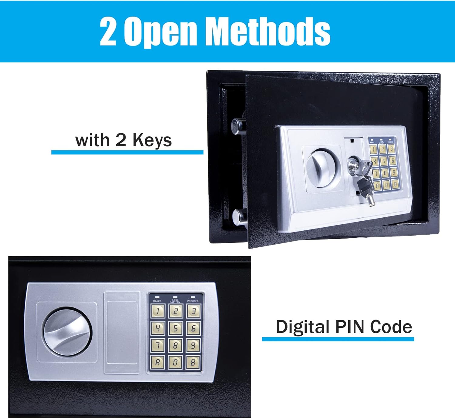 Safe Box Digital Keypad Lock Steel Security Box Money Box for Home, Hotel Safe Box 8.5L