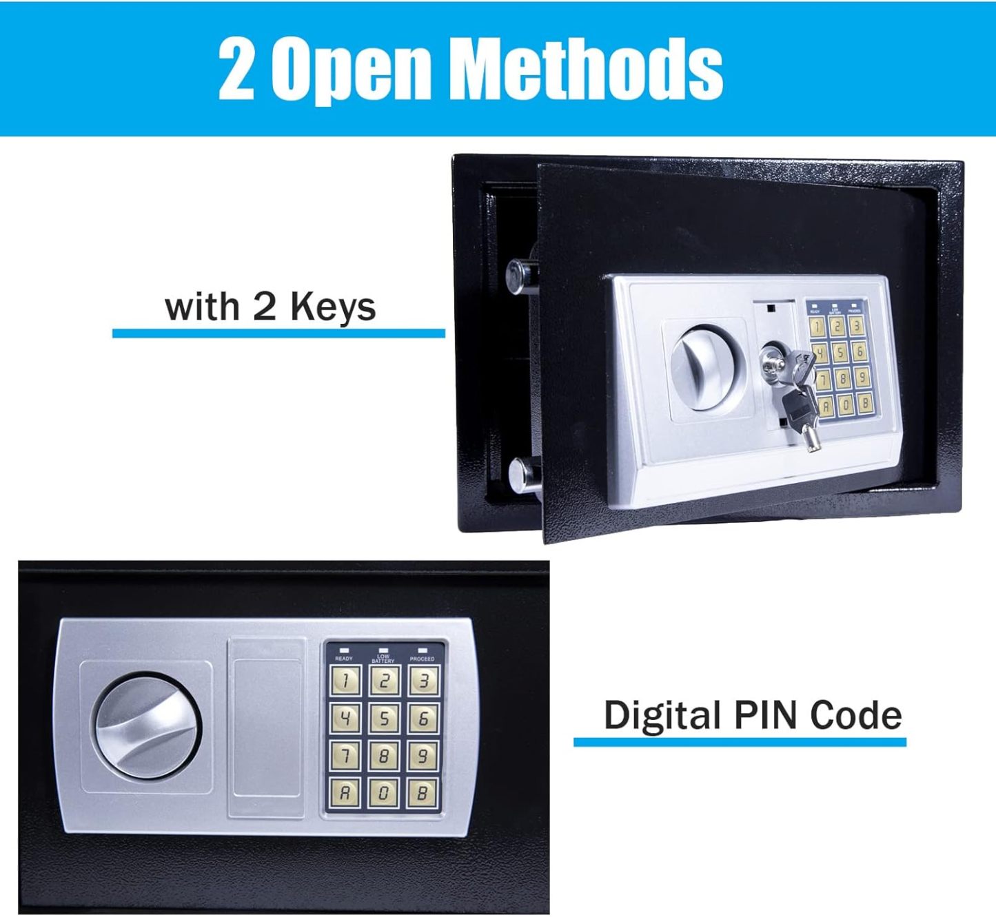 Safe Box Digital Keypad Lock Steel Security Box Money Box for Home, Hotel Safe Box 8.5L
