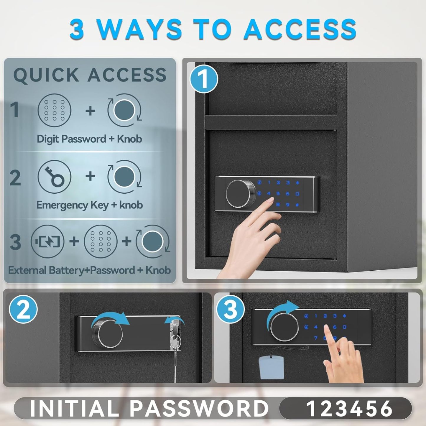 1.8 Cub DropSafe with Front Drop Slot - Fireproof Digital Security Safe Box with Combination Lock for Cash and Documents