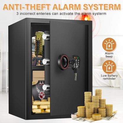 3.3 Cub Large Home Safe Fireproof Waterproof, Anti-theft Fireproof Safe Box with Programmable Keypad