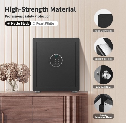 Modern Minimalism Design Biometric Fingerprint Touch Screen Safe, 2.25 Cubic Feet Auto-Open Safe Box with Digital Virtual Password