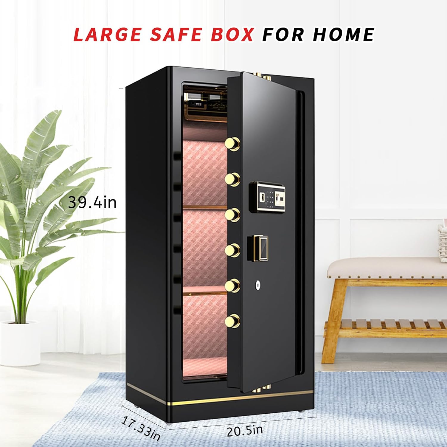 8.1 Cu. Ft. Waterproof & Fireproof Home Safe with 2 Removable Shelves and Inner Cabinets