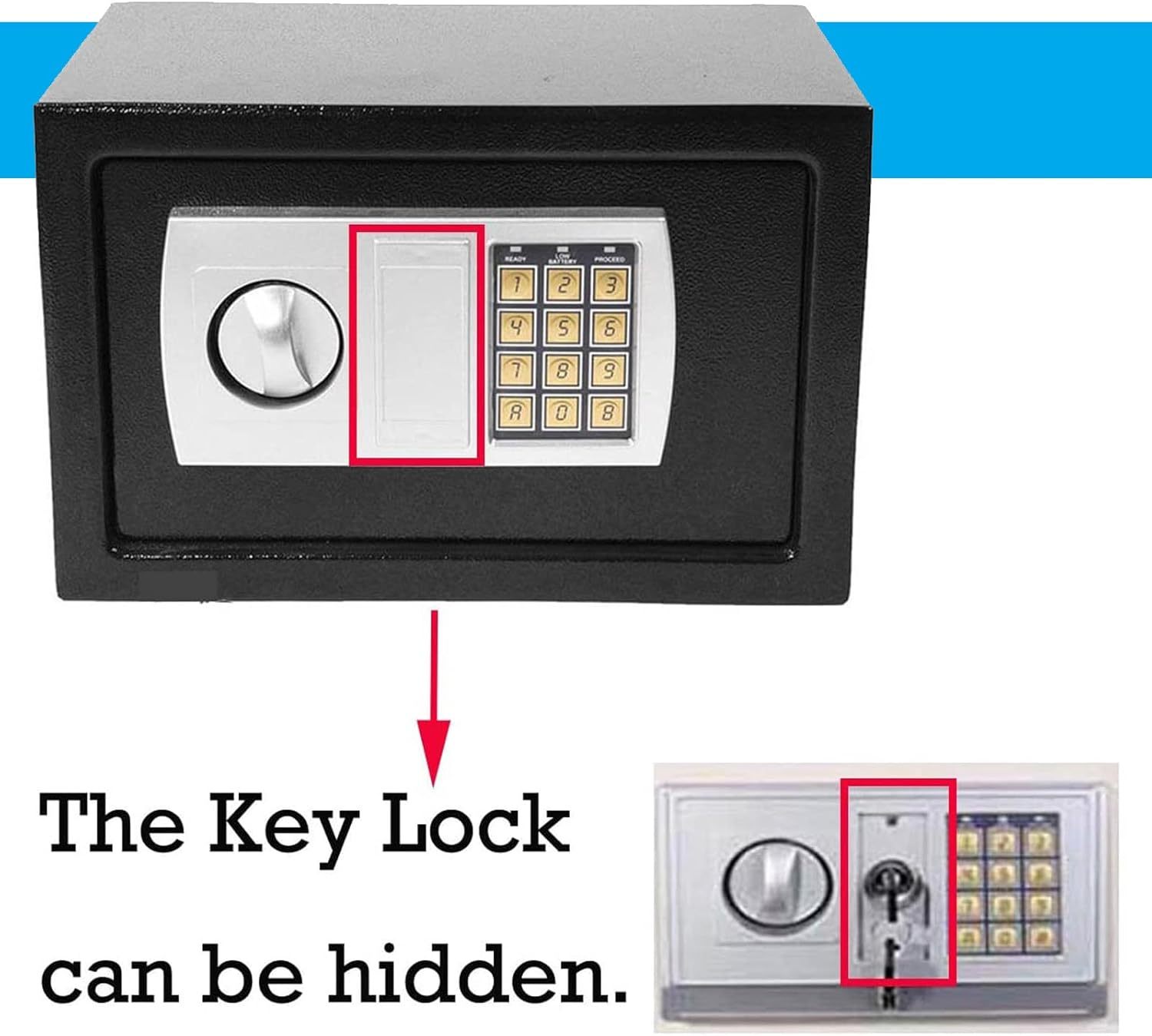Safe Box Digital Keypad Lock Steel Security Box Money Box for Home, Hotel Safe Box 8.5L