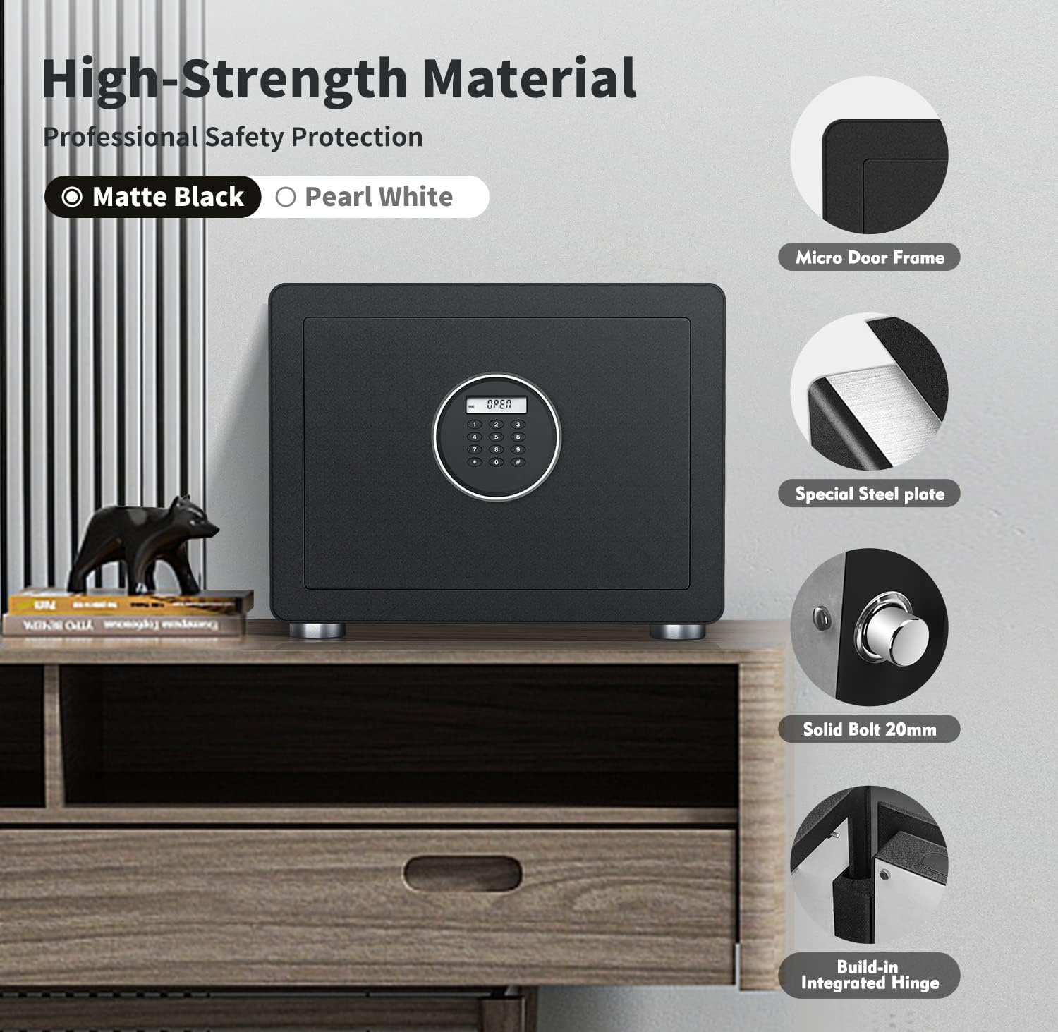 1.28 Cubic Feet Digital Safe Box with Full Felt Lining, High Capacity Safety Steel Household Wardrobe