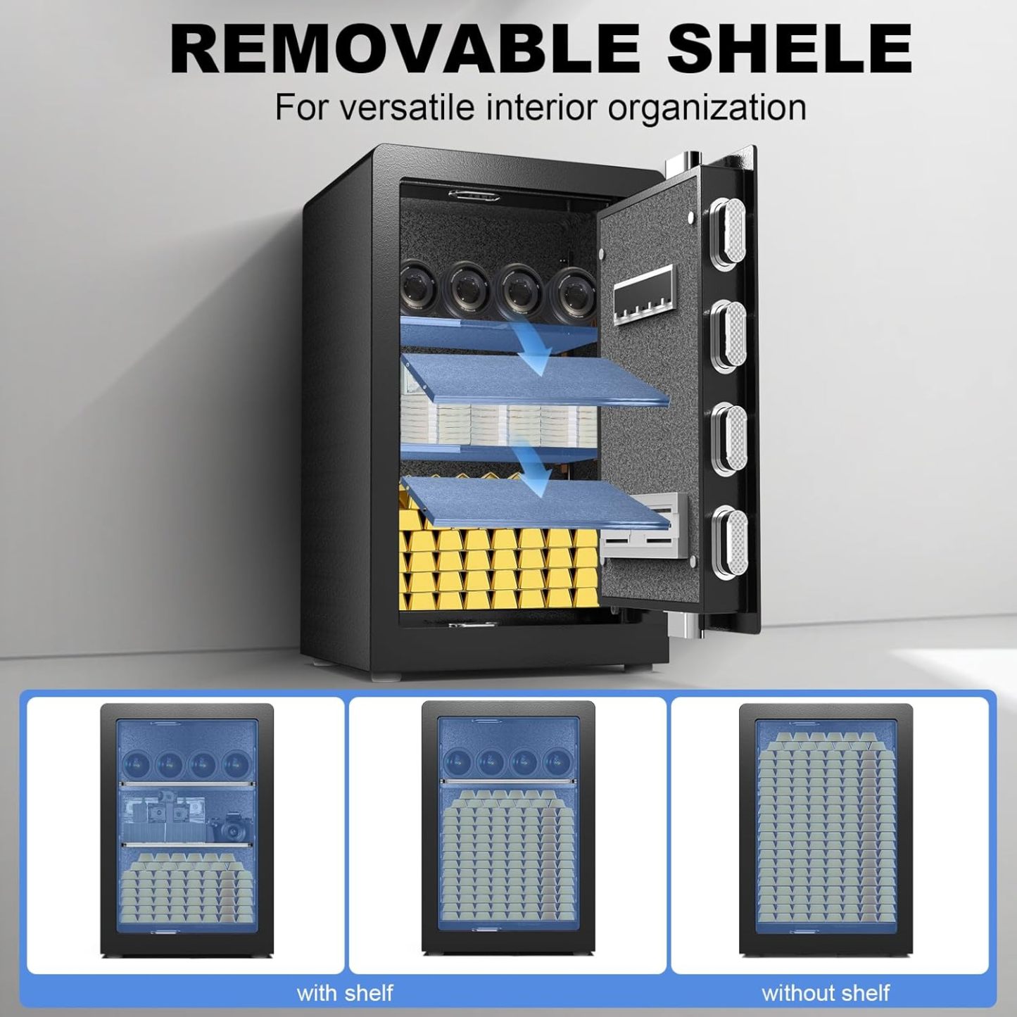 3.0 Cuft Digital Cabinet Safe Box with Hidden Compartment, Heavy Duty Security Home Safes with 6 Solid Bolt for Money Valuable