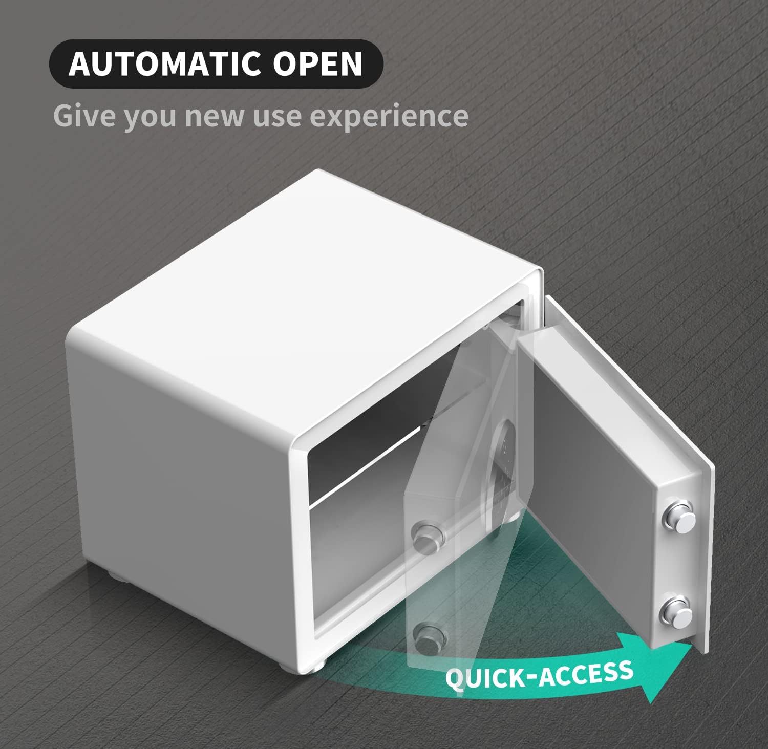 Modern Minimalism Design Biometric Fingerprint Touch Screen Safe, 1.28 Cubic Feet Auto-Open Safe Box with Digital Virtual Password