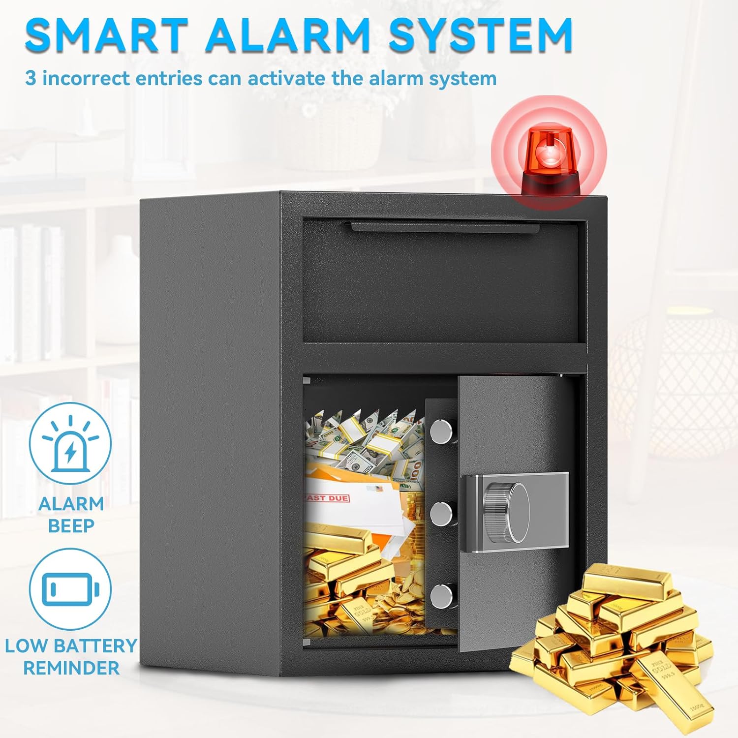 1.8 Cub DropSafe with Front Drop Slot - Fireproof Digital Security Safe Box with Combination Lock for Cash and Documents