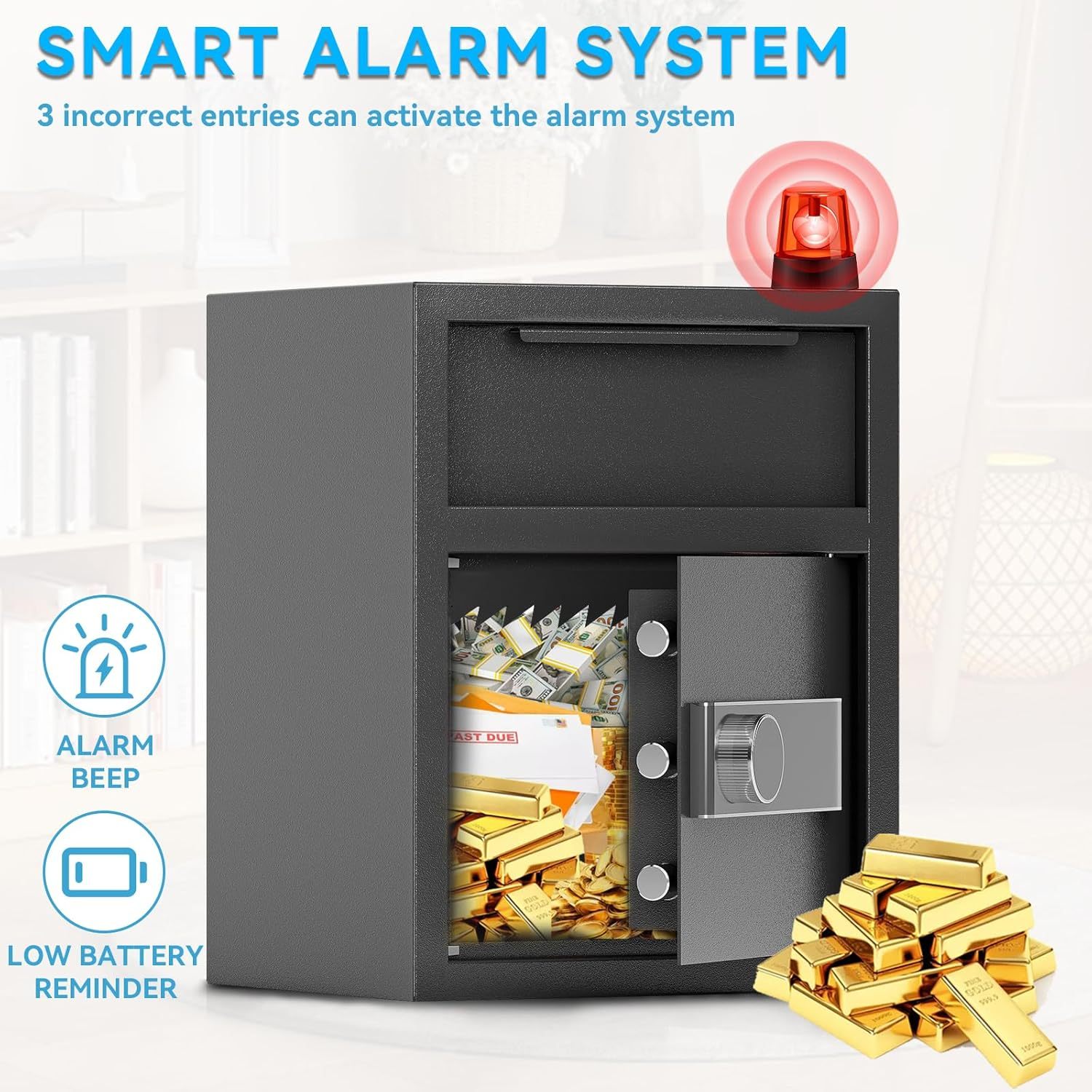 1.8 Cub DropSafe with Front Drop Slot - Fireproof Digital Security Safe Box with Combination Lock for Cash and Documents