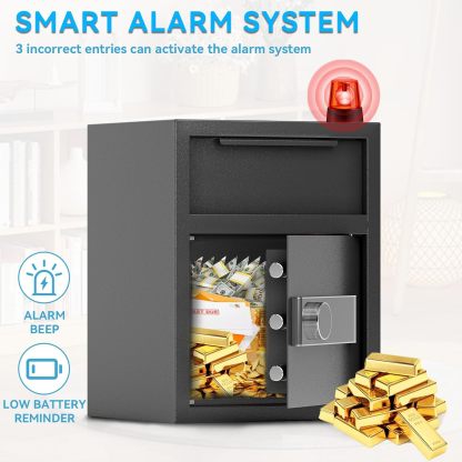 1.8 Cub DropSafe with Front Drop Slot - Fireproof Digital Security Safe Box with Combination Lock for Cash and Documents
