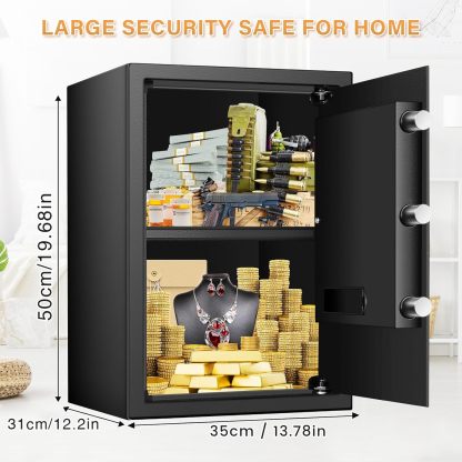 3.3 Cub Large Home Safe Fireproof Waterproof, Anti-theft Fireproof Safe Box with Programmable Keypad