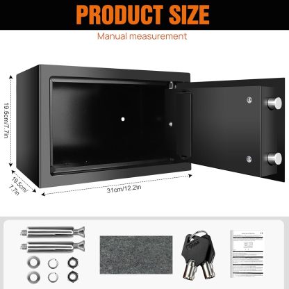 Electronic Digital Safe Box Volume for Home Hotel Security with 2 Locking Bolts/Black/Black 8.5L
