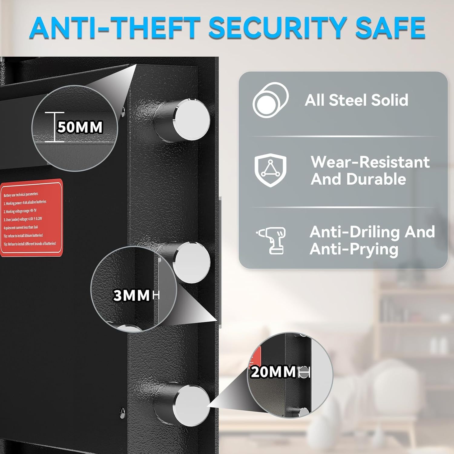 1.8 Cub DropSafe with Front Drop Slot - Fireproof Digital Security Safe Box with Combination Lock for Cash and Documents