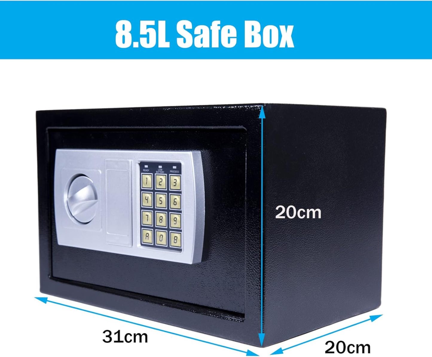 Safe Box Digital Keypad Lock Steel Security Box Money Box for Home, Hotel Safe Box 8.5L