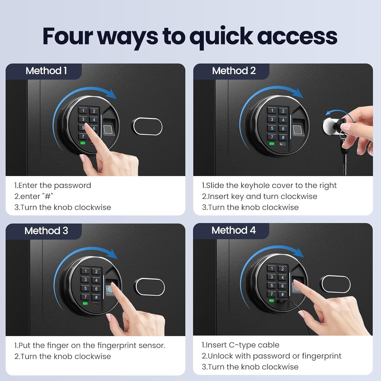 Biometric Gun Safe (1.71 cu. ft.) – Quick Access Multiple Handgun Storage with Fingerprint & Backlit Keypad