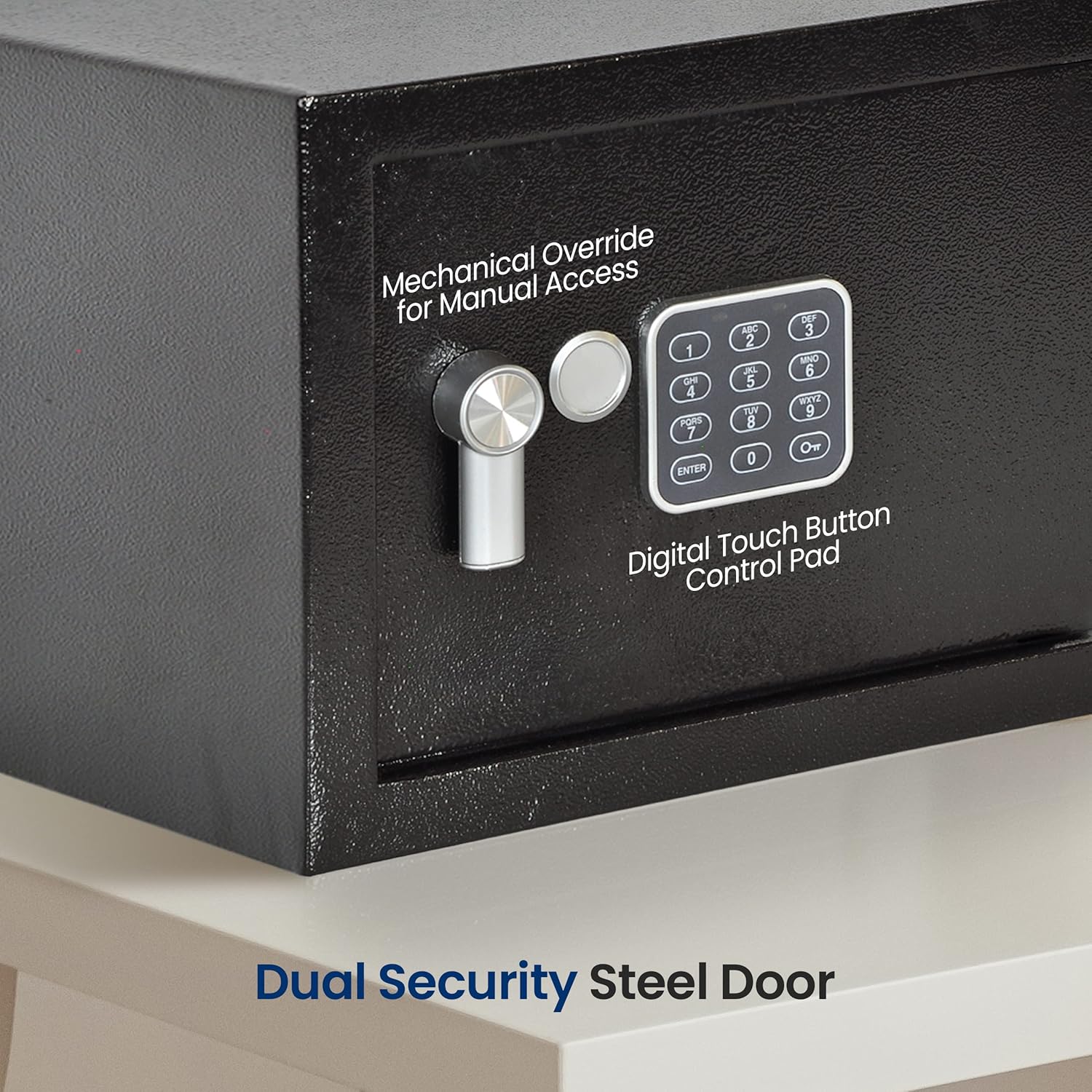 Electronic Safe Box | Heavy Duty 13.8’’ x 9.8’’ Lockbox | Digital Keypad Code & 2 Key access | Small Money Safe