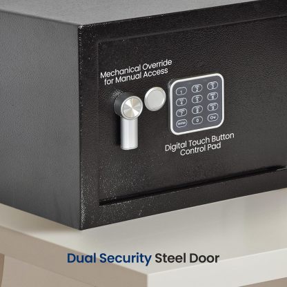 Electronic Safe Box | Heavy Duty 13.8’’ x 9.8’’ Lockbox | Digital Keypad Code & 2 Key access | Small Money Safe