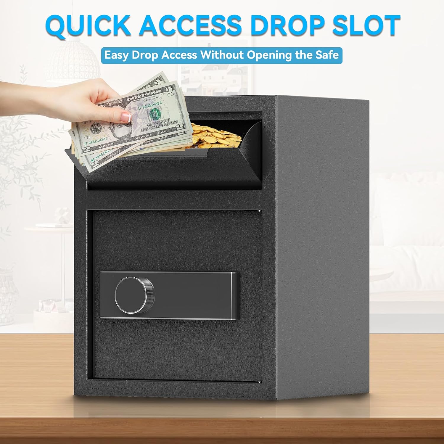 1.8 Cub DropSafe with Front Drop Slot - Fireproof Digital Security Safe Box with Combination Lock for Cash and Documents