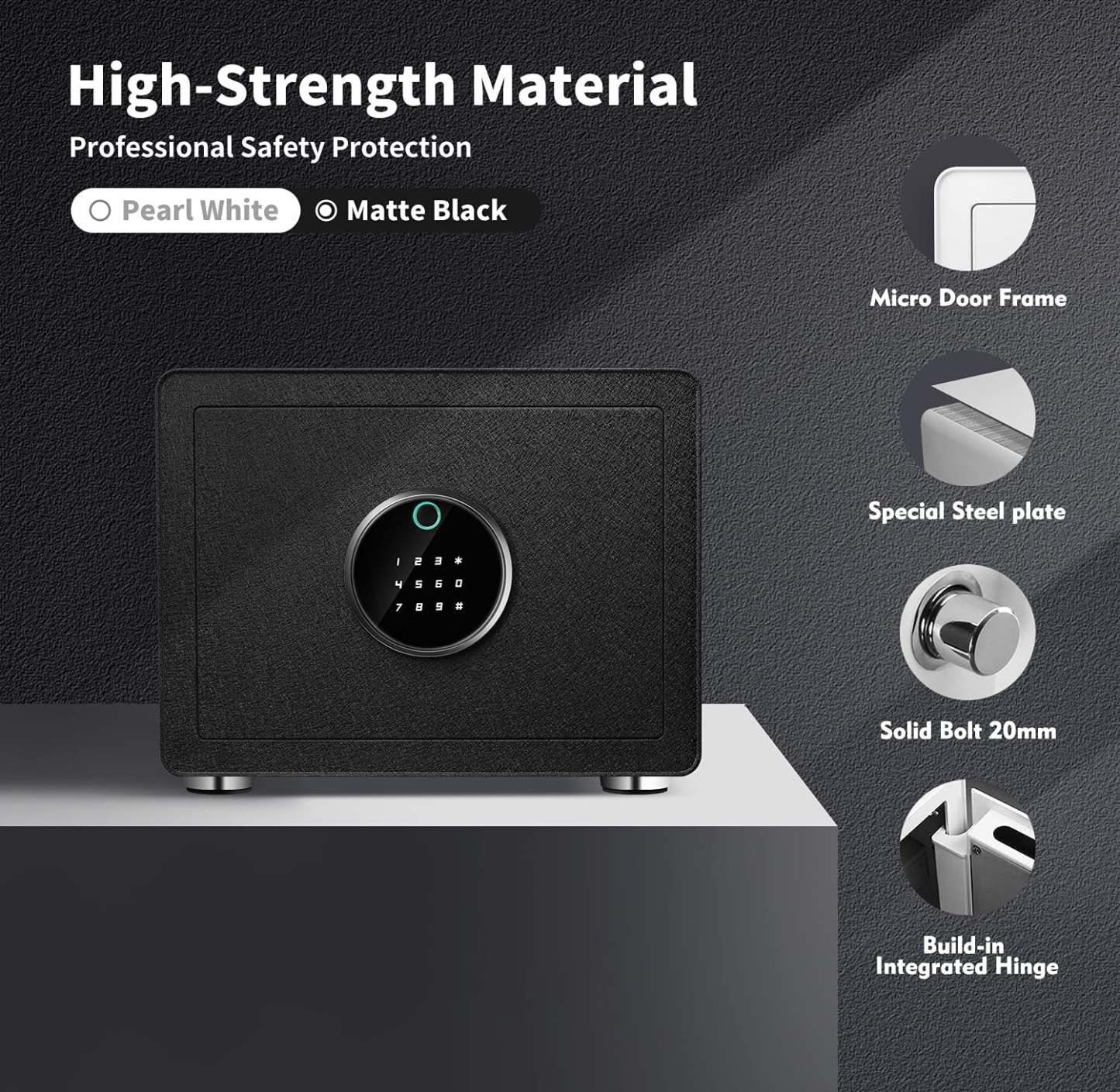 Deluxe Sleek Biometric Fingerprint Touch Screen Safe, Auto-Open Safe Box with Digital Virtual Password