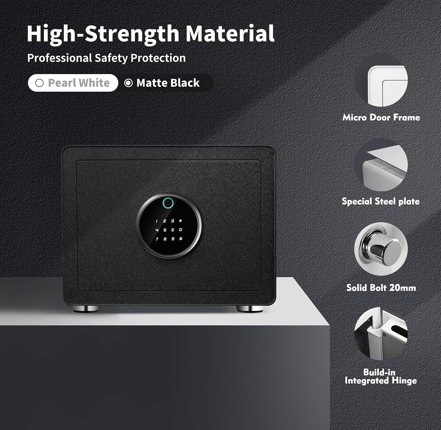 Deluxe Sleek Biometric Fingerprint Touch Screen Safe, Auto-Open Safe Box with Digital Virtual Password
