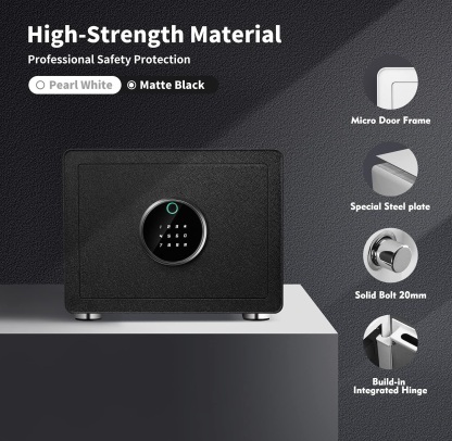 Deluxe Sleek Biometric Fingerprint Touch Screen Safe, Auto-Open Safe Box with Digital Virtual Password