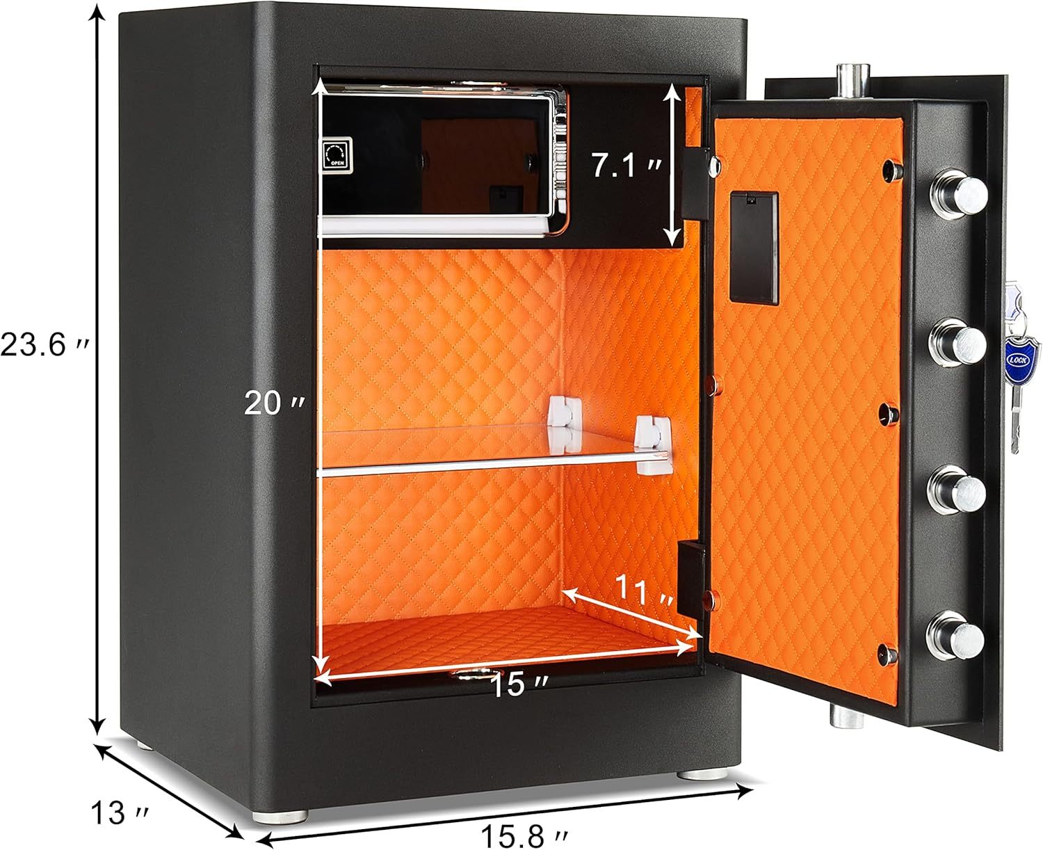 Security Home Safe Box, Dual Lock Safe With Digital Keypad, Removable Shelf, 2.0 Cubic Feet