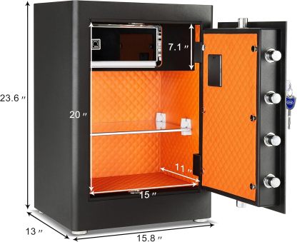 Security Home Safe Box, Dual Lock Safe With Digital Keypad, Removable Shelf, 2.0 Cubic Feet