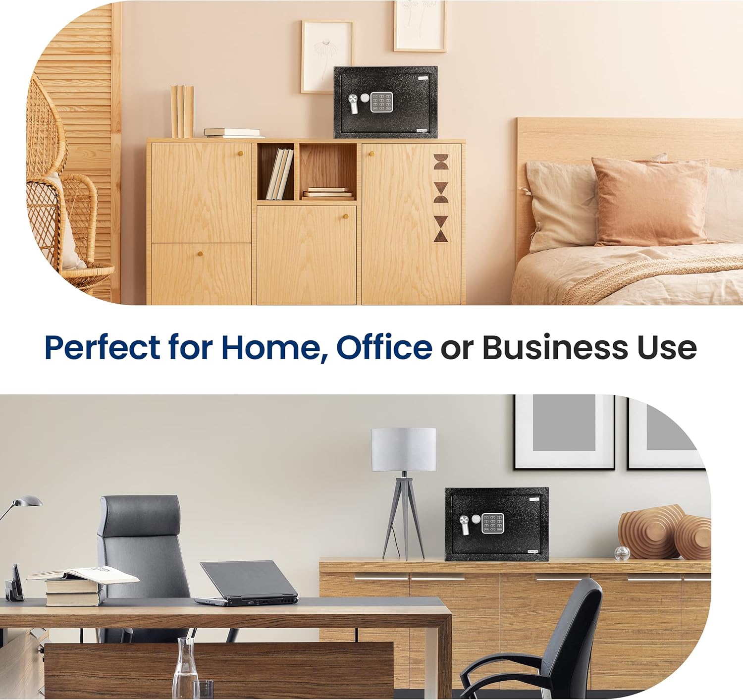 Electronic Safe Box | Heavy Duty 13.8’’ x 9.8’’ Lockbox | Digital Keypad Code & 2 Key access | Small Money Safe