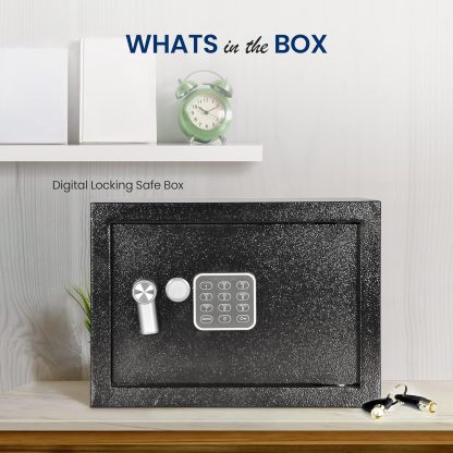 Electronic Safe Box | Heavy Duty 13.8’’ x 9.8’’ Lockbox | Digital Keypad Code & 2 Key access | Small Money Safe