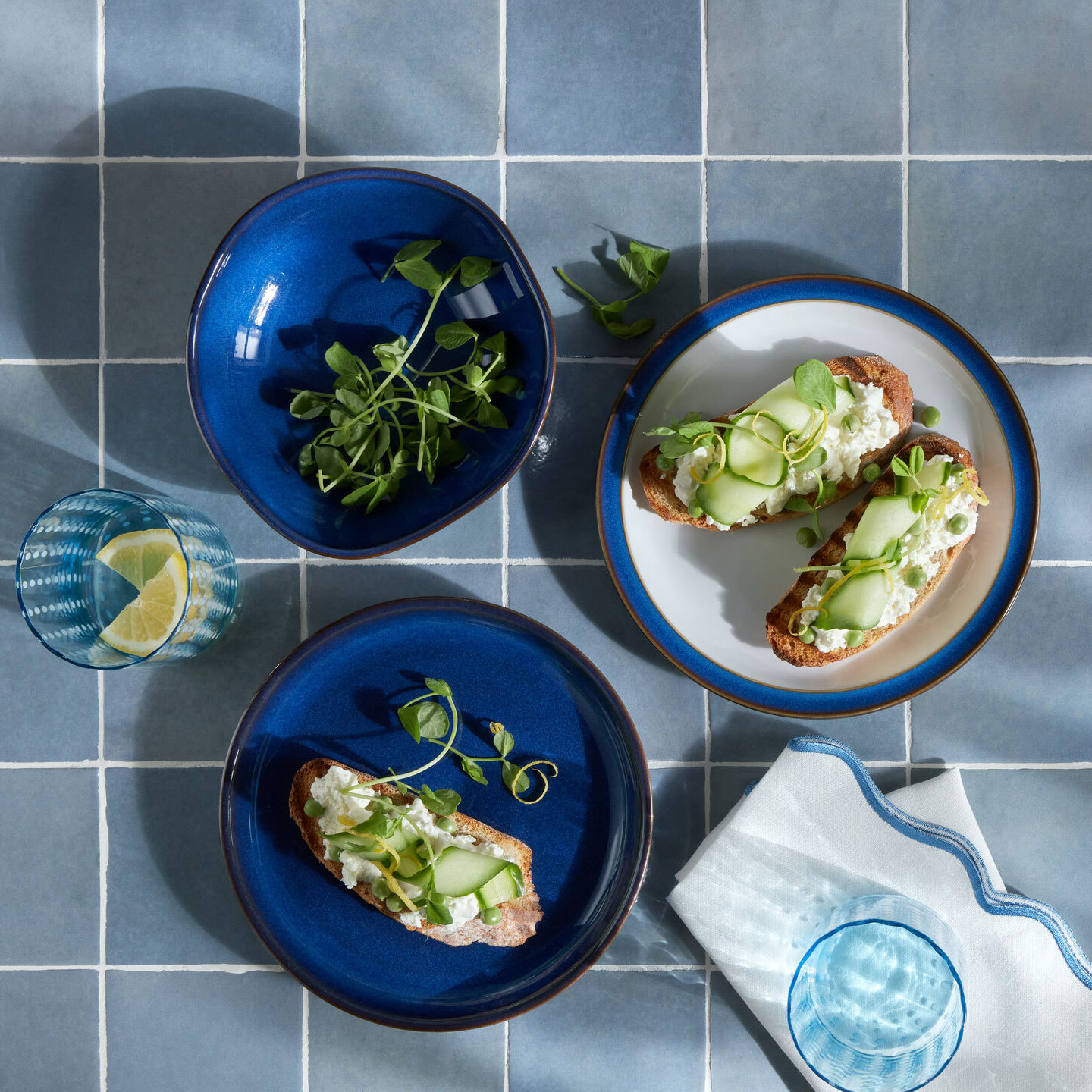 Imperial Blue Coupe Medium Plates - Set Of 4