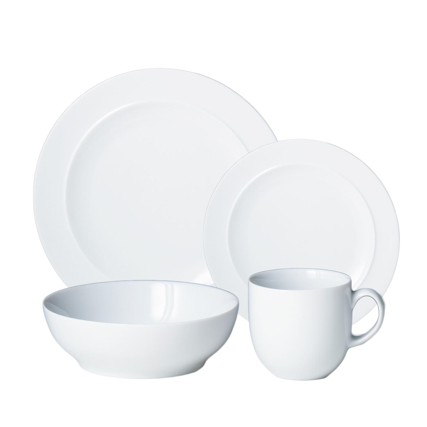 White By Denby 4 Piece Tableware Set-Din/Med/Cb/Sm-Mug (Usa)