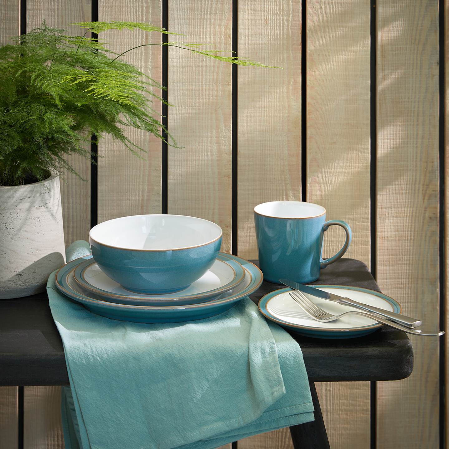 Azure Rimmed Dinner Plate