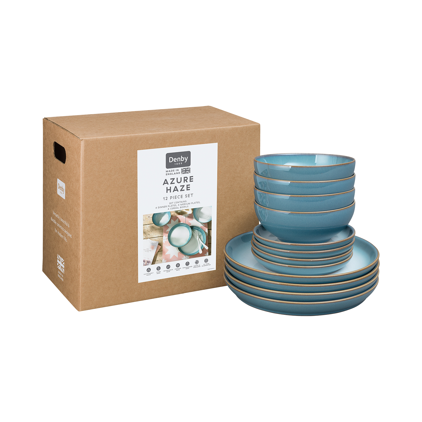 Azure Haze 12 Piece Coupe Dinner Set -
