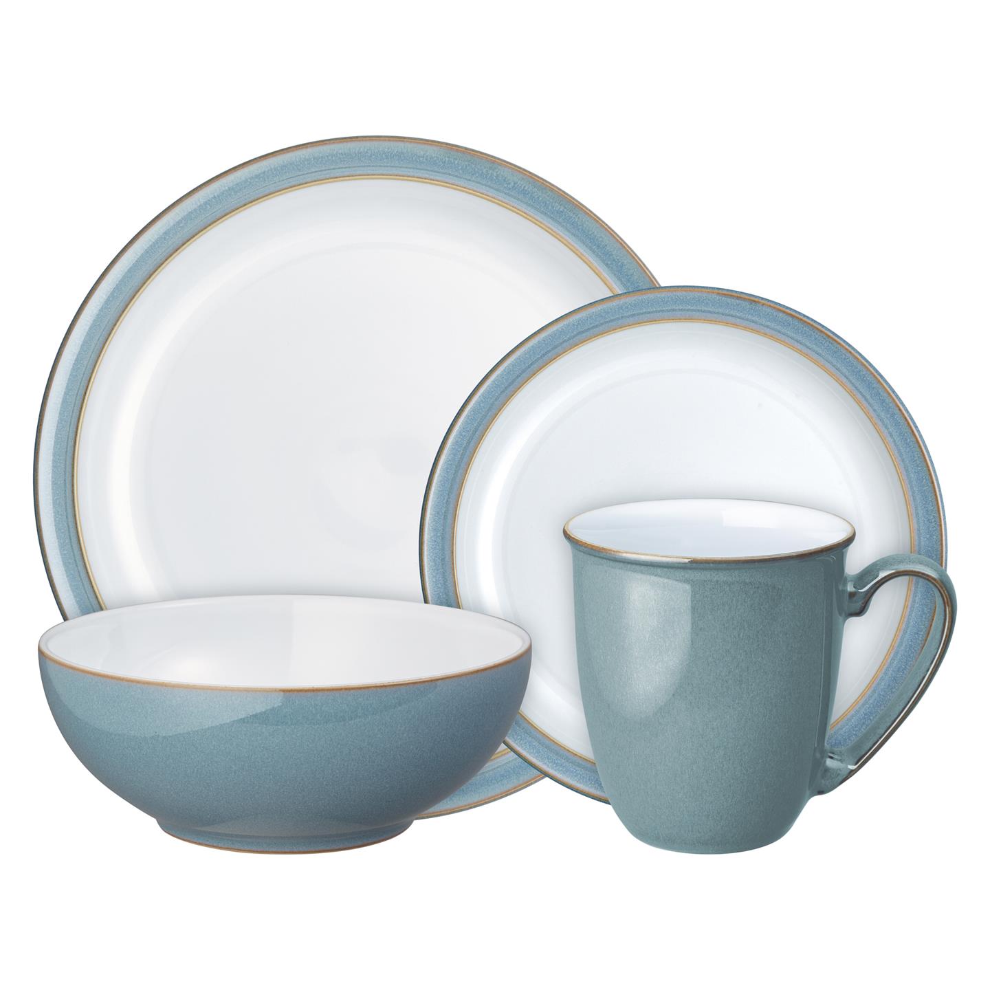 Azure Rimmed 4 Piece Dinnerware Set