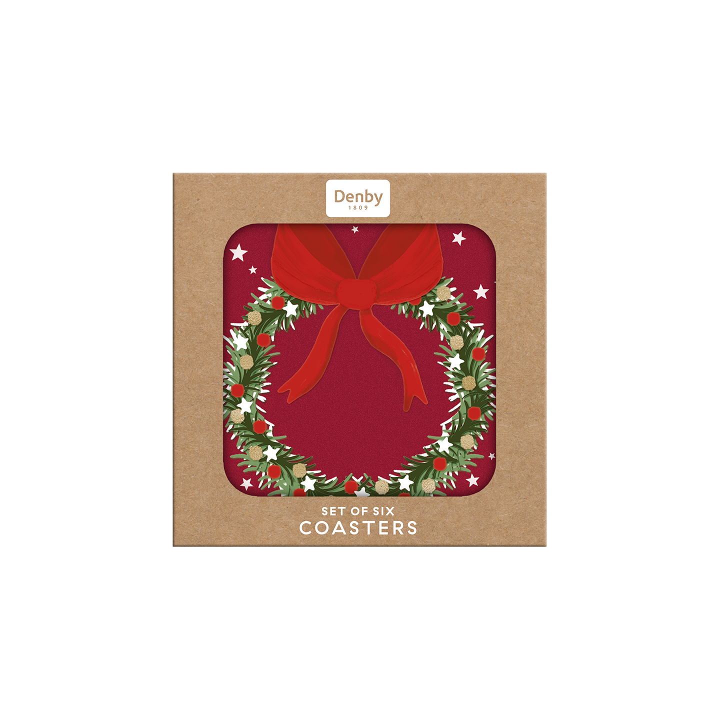 Denby Joy Wreath Round Set Of 6 Coasters