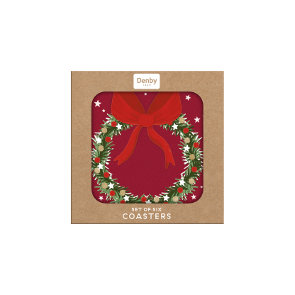 Denby Joy Wreath Round Set Of 6 Coasters
