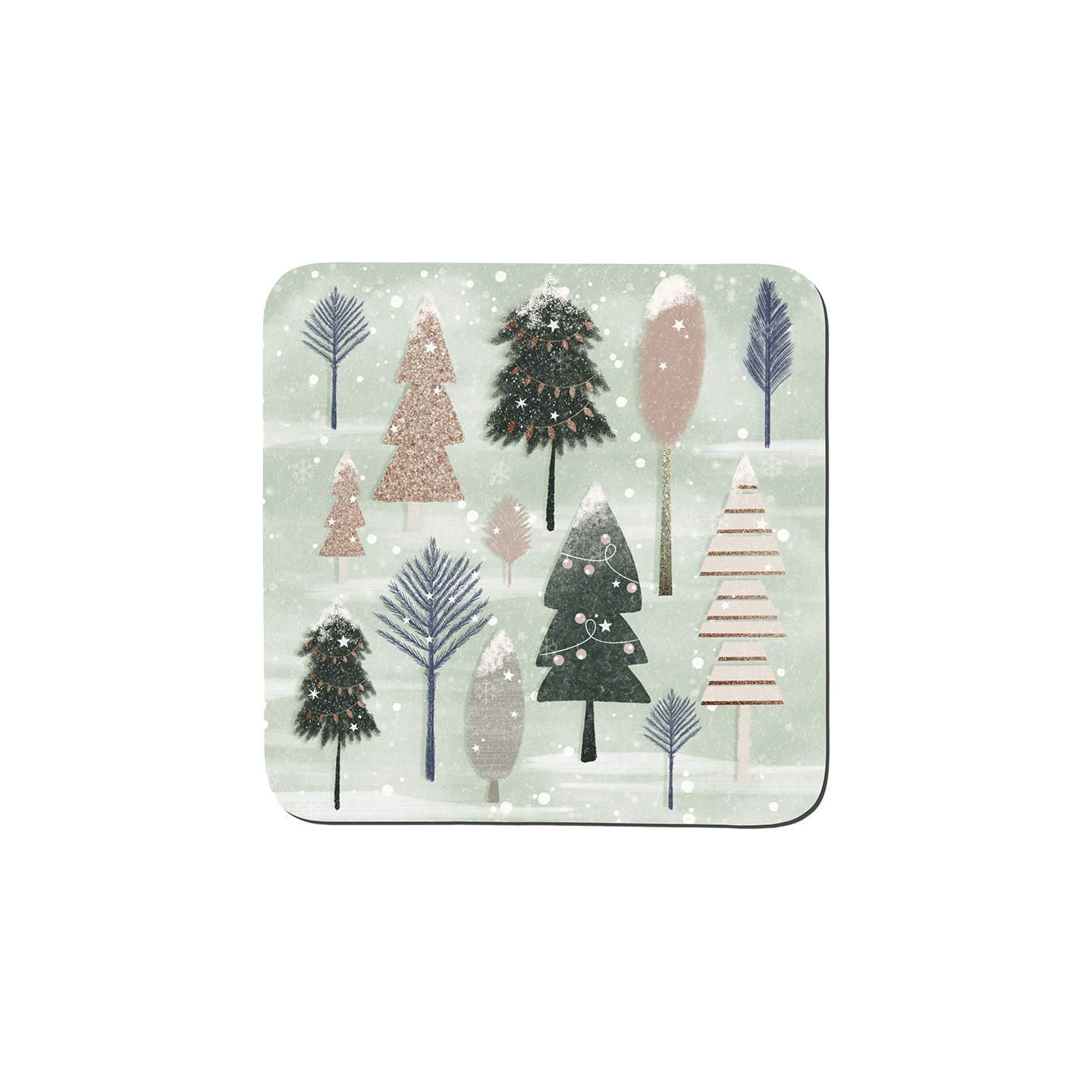Denby Christmas Forest Sage Set Of 6 Coasters