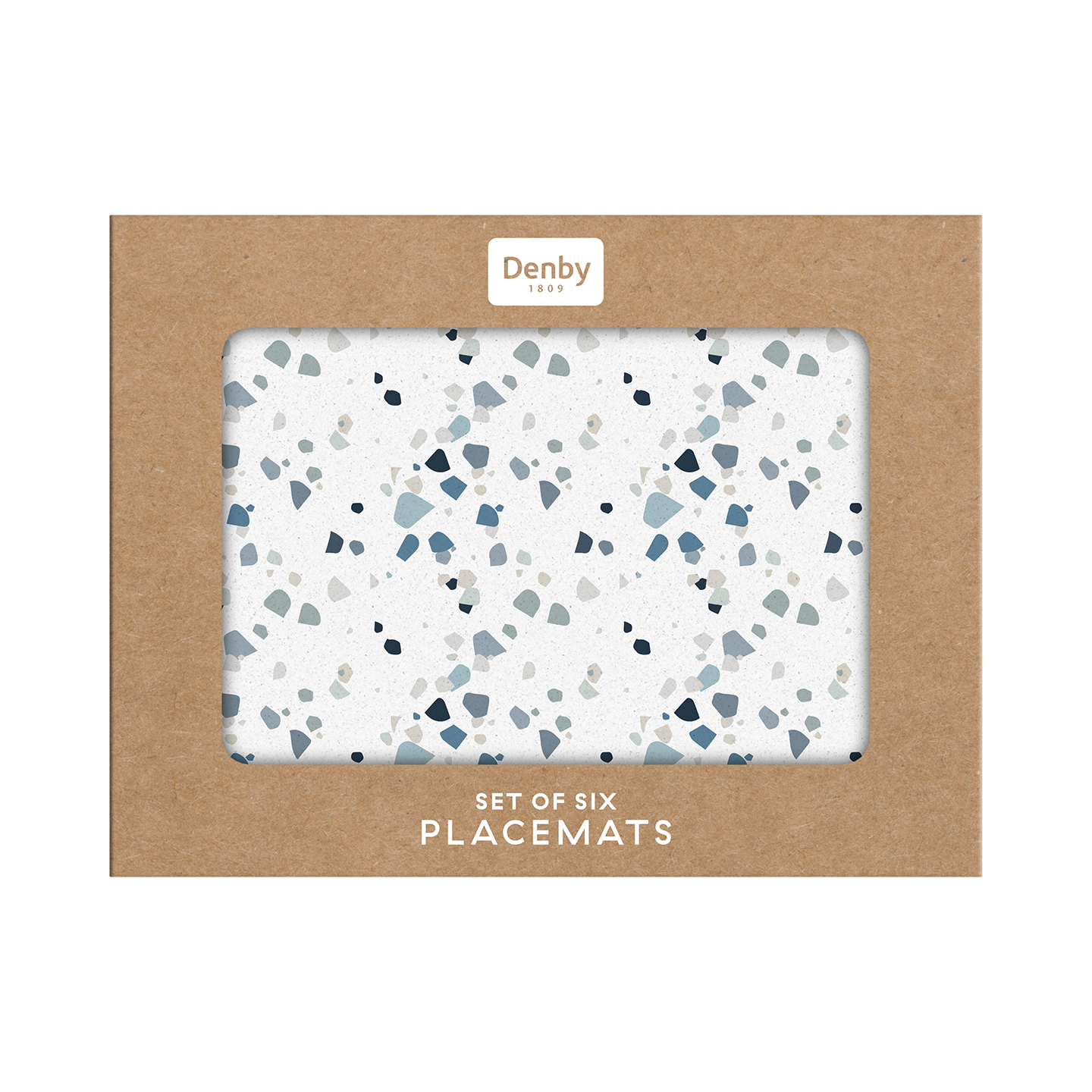 Elements Terrazzo Effect Blues Placemats - Set Of 6